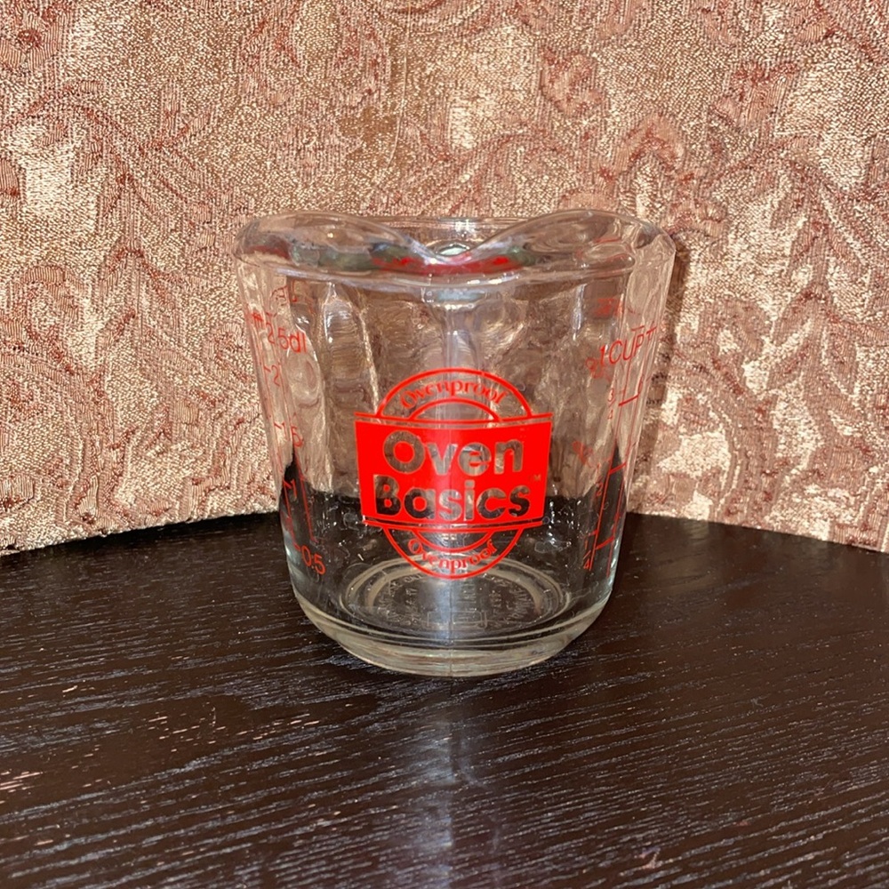Vintage Anchor Hocking Oven Basics Glass Measuring Cup with Red Markings
